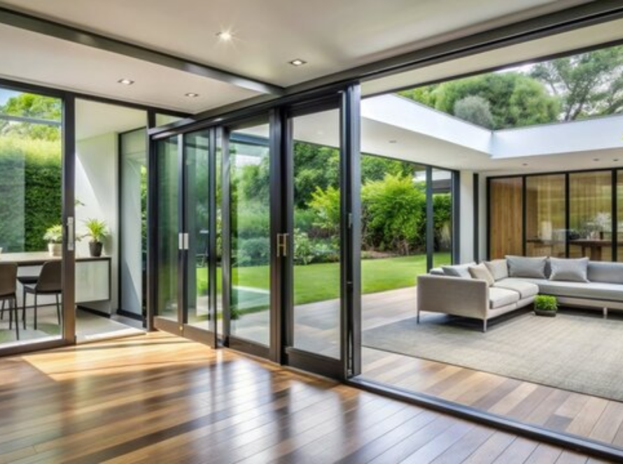 Stylish PTT 1818 aluminium window providing expansive views and natural lighting in a contemporary home