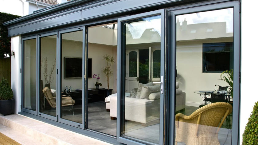 Showroom display showcasing premium aluminum system windows with modern designs
