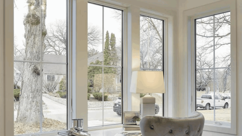 Beautiful custom made casement windows brightening an elegant home office