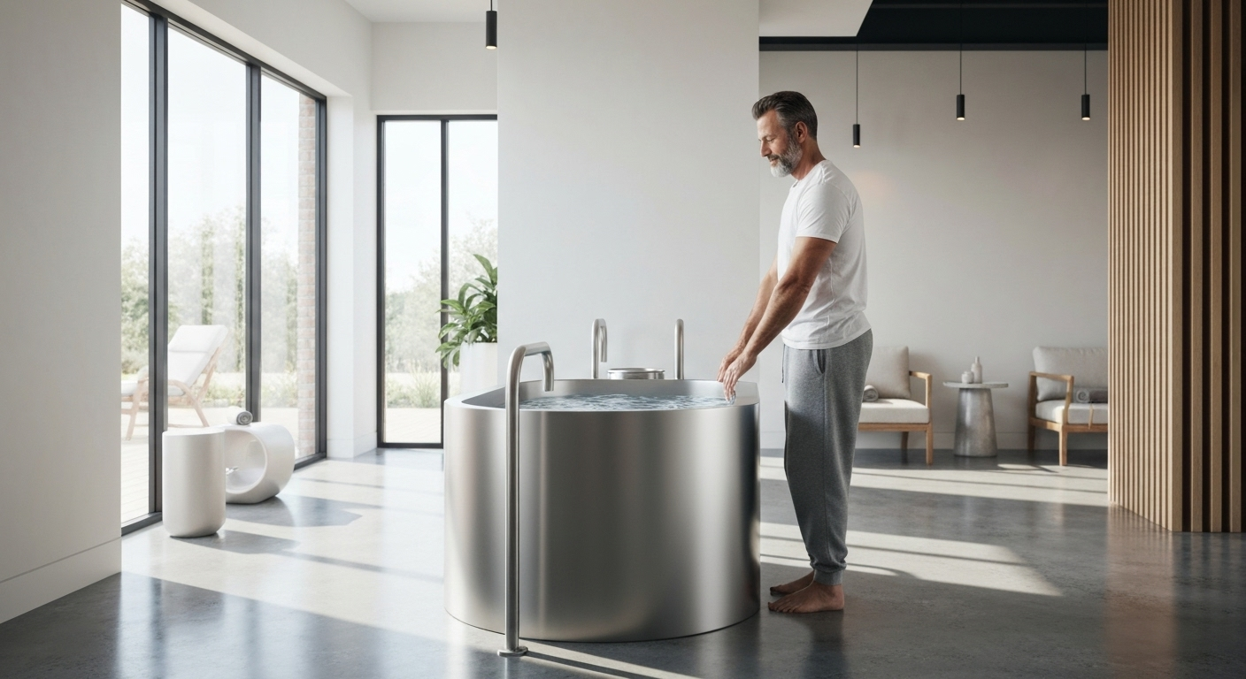 Cold plunge tub in spa setting.