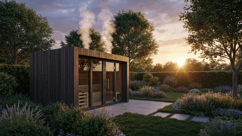 Backyard sauna wellness retreat