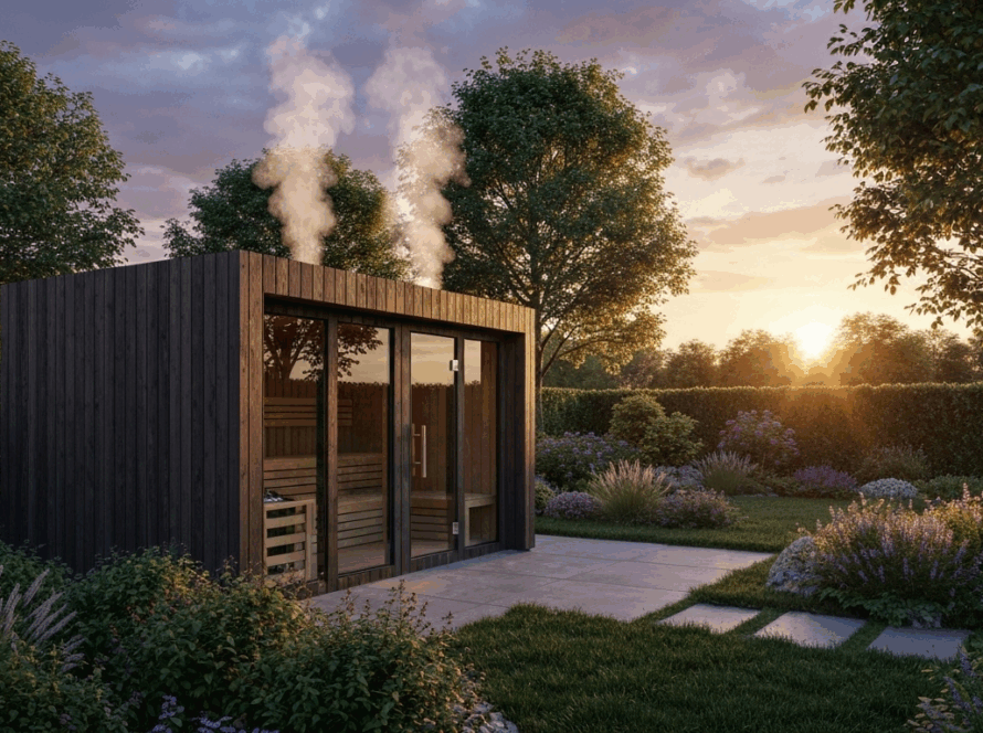 Backyard sauna wellness retreat