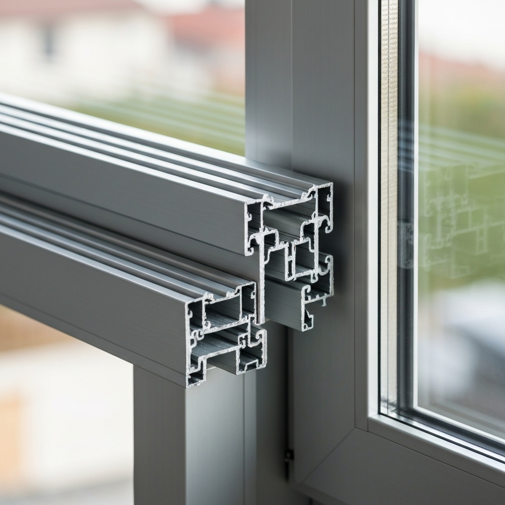 Close-up of modern aluminium window