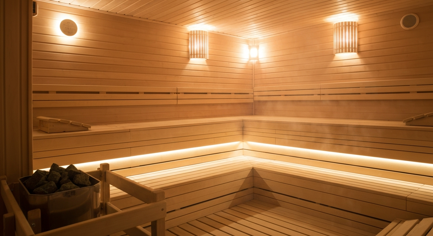 peaceful sauna interior wellness