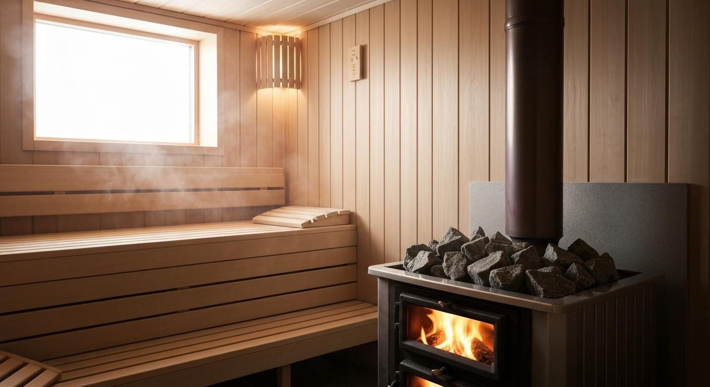 Finnish sauna interior wellness scene