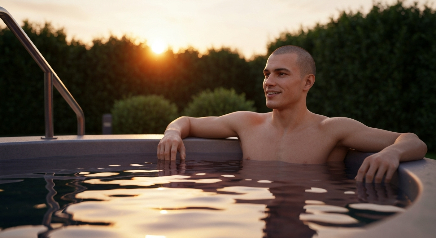 athlete in cold plunge tub
