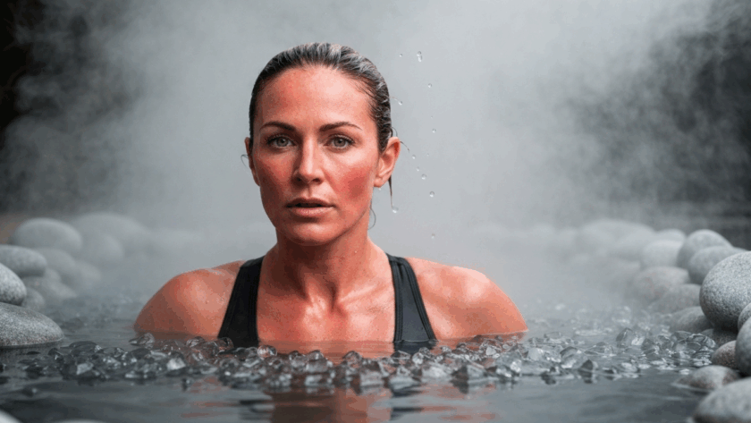 Person in ice bath for recovery