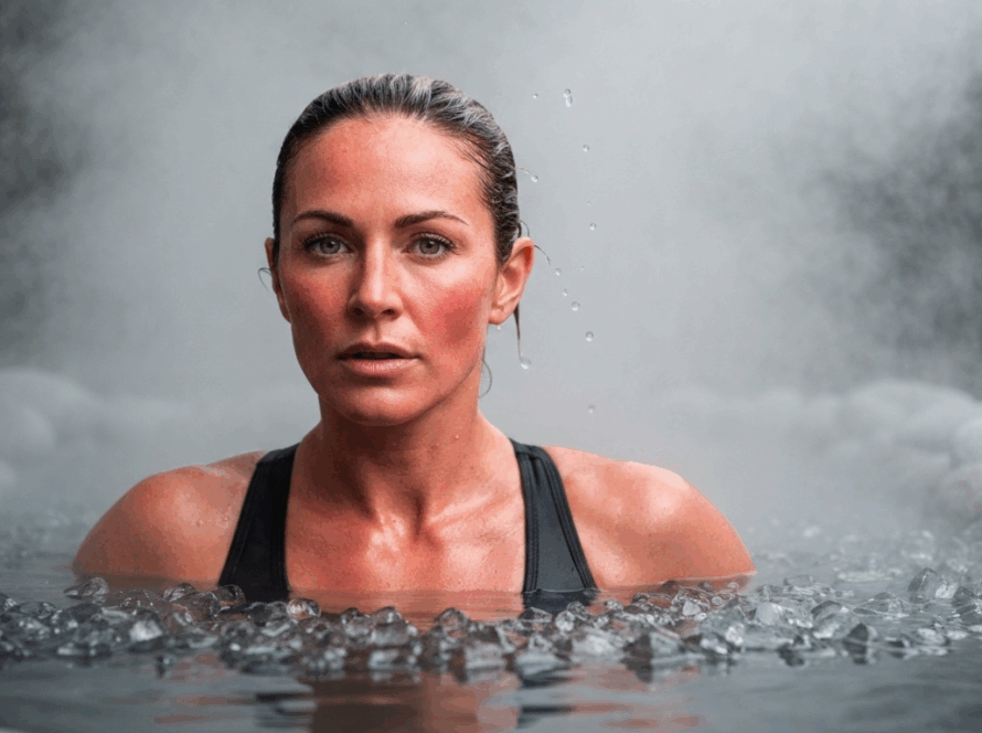 Person in ice bath for recovery