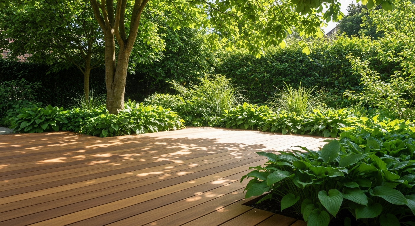 Eco-friendly thermowood garden deck