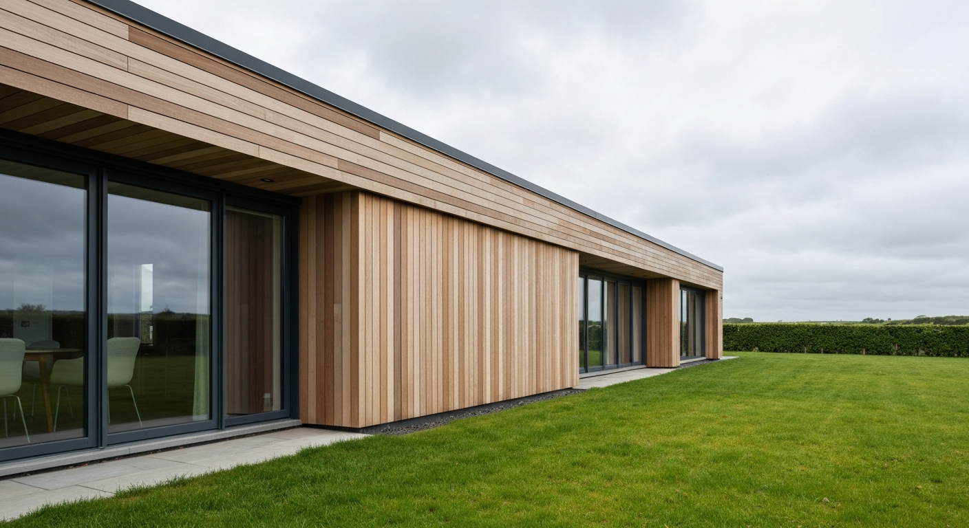 Modern house with thermowood siding