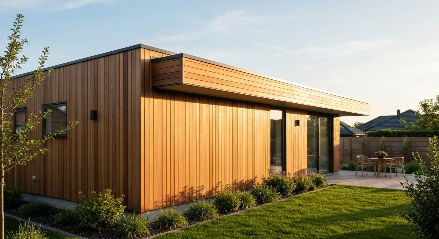 Modern house with thermowood cladding