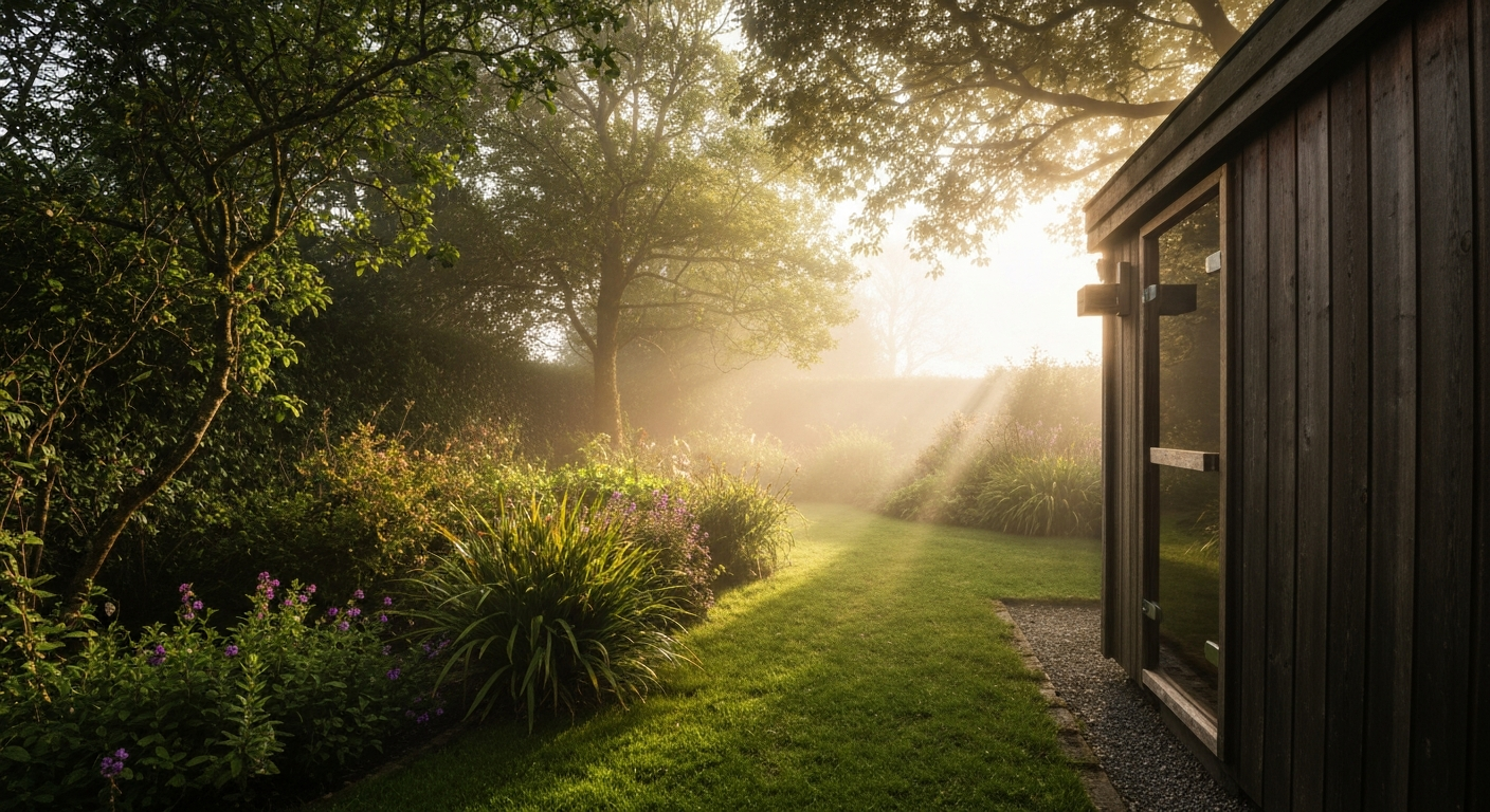 Wood sauna in Irish garden