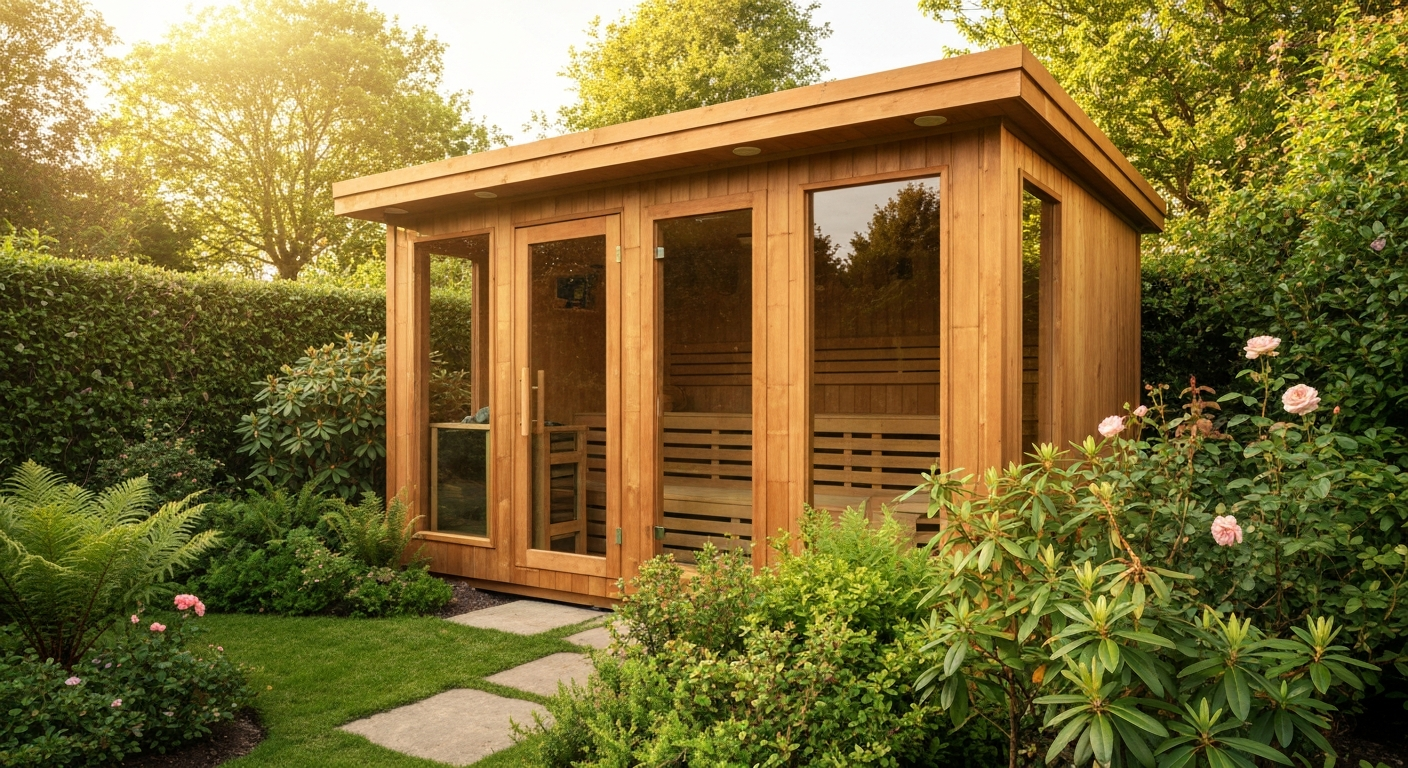 Custom outdoor sauna in Irish garden