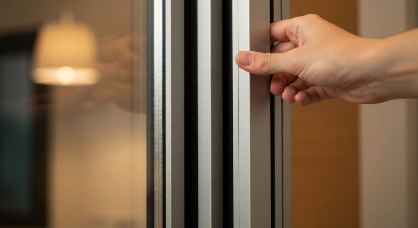 Sliding aluminium window close-up