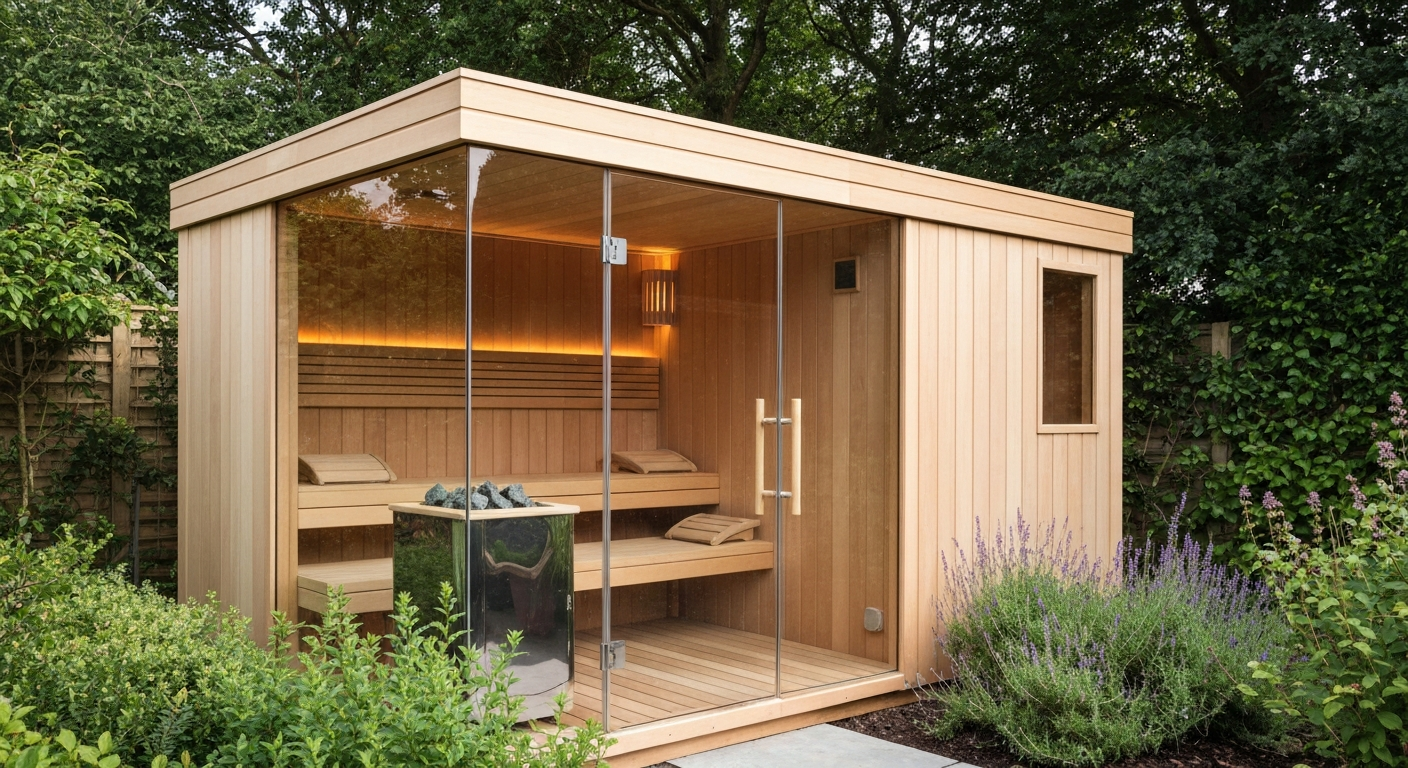 Modern bespoke garden sauna view