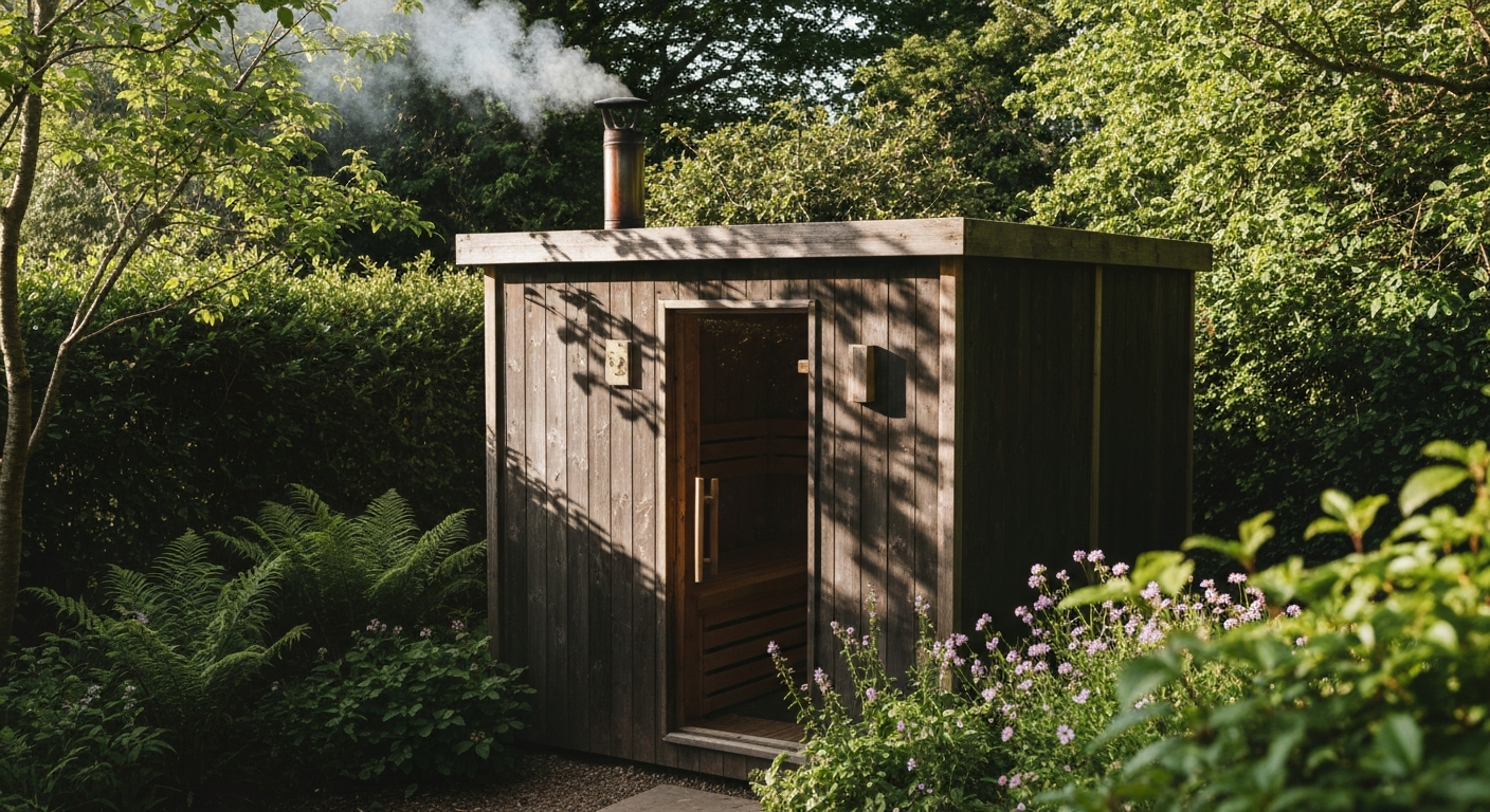 Wood burning sauna in Irish garden