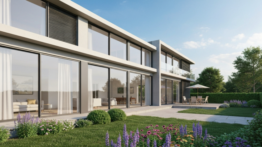 Modern home with aluminium windows