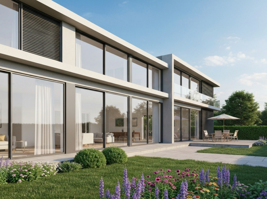 Modern home with aluminium windows