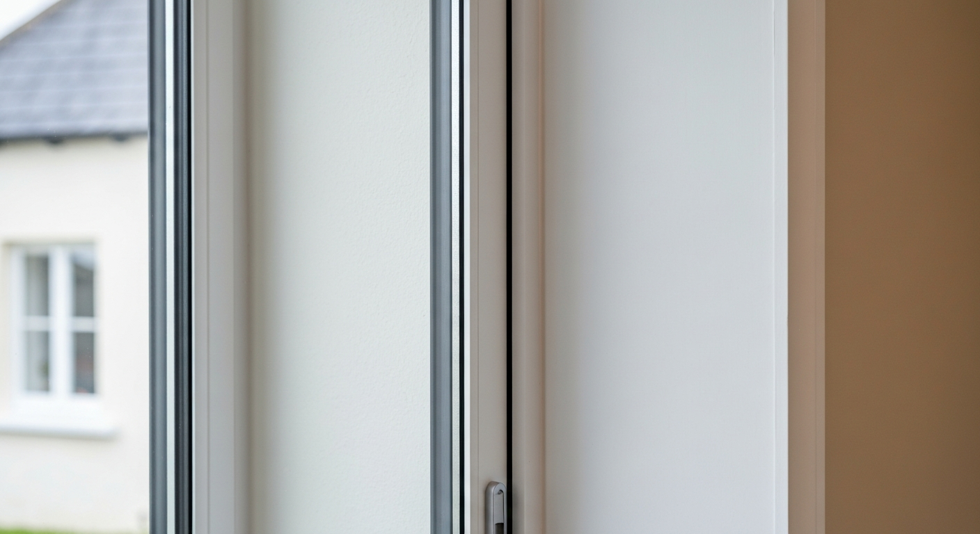 Modern aluminium casement door close-up