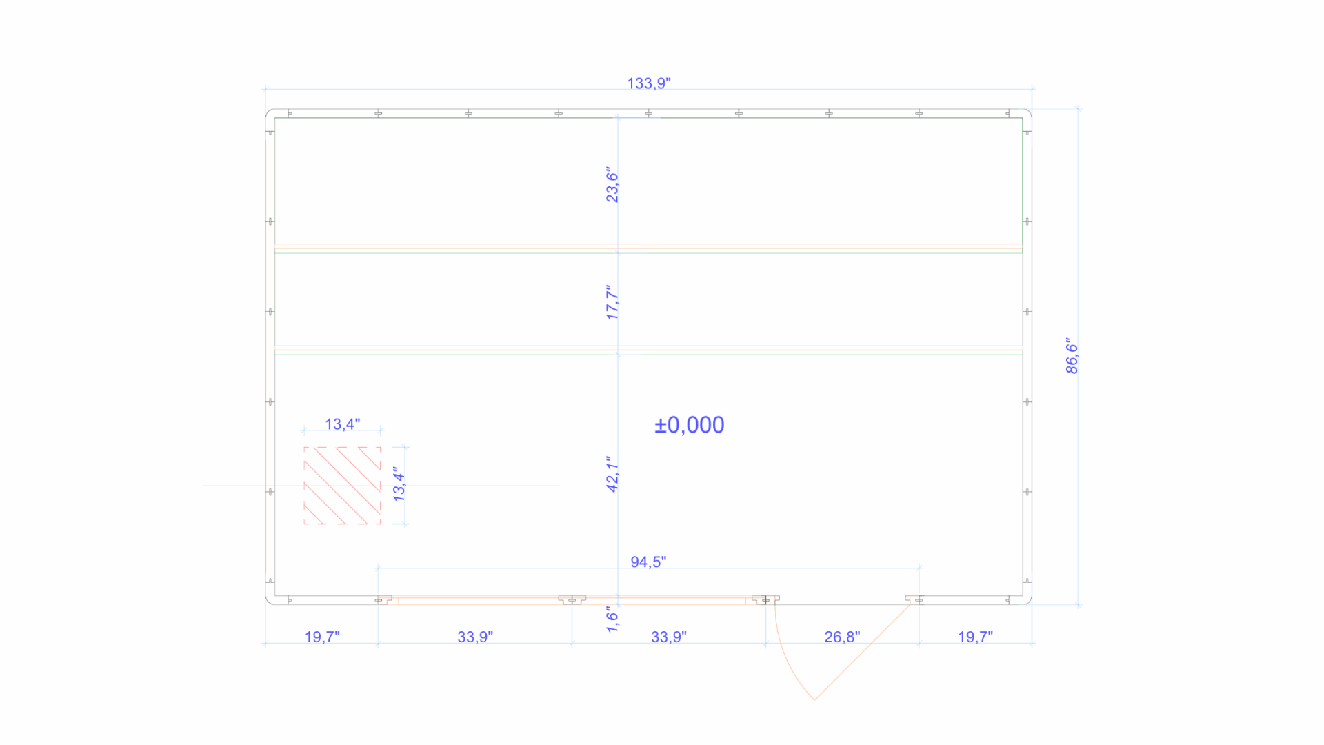 Floor plan and dimensions: Outdoor Sauna Cube Large 7' 7" x 11' 2"