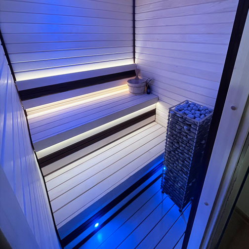 HUUM CLIFF electric heater in a Nordic sauna