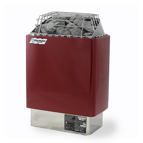 Finlandia FIN wall-mounted electric sauna heater in red enamel with sauna stones