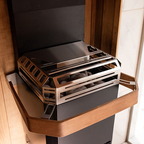 Saunum Air L Sauna Heater Wood Safety Rail in Use 1