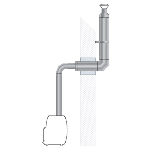 HUUM thru-wall sauna chimney set, stainless steel
